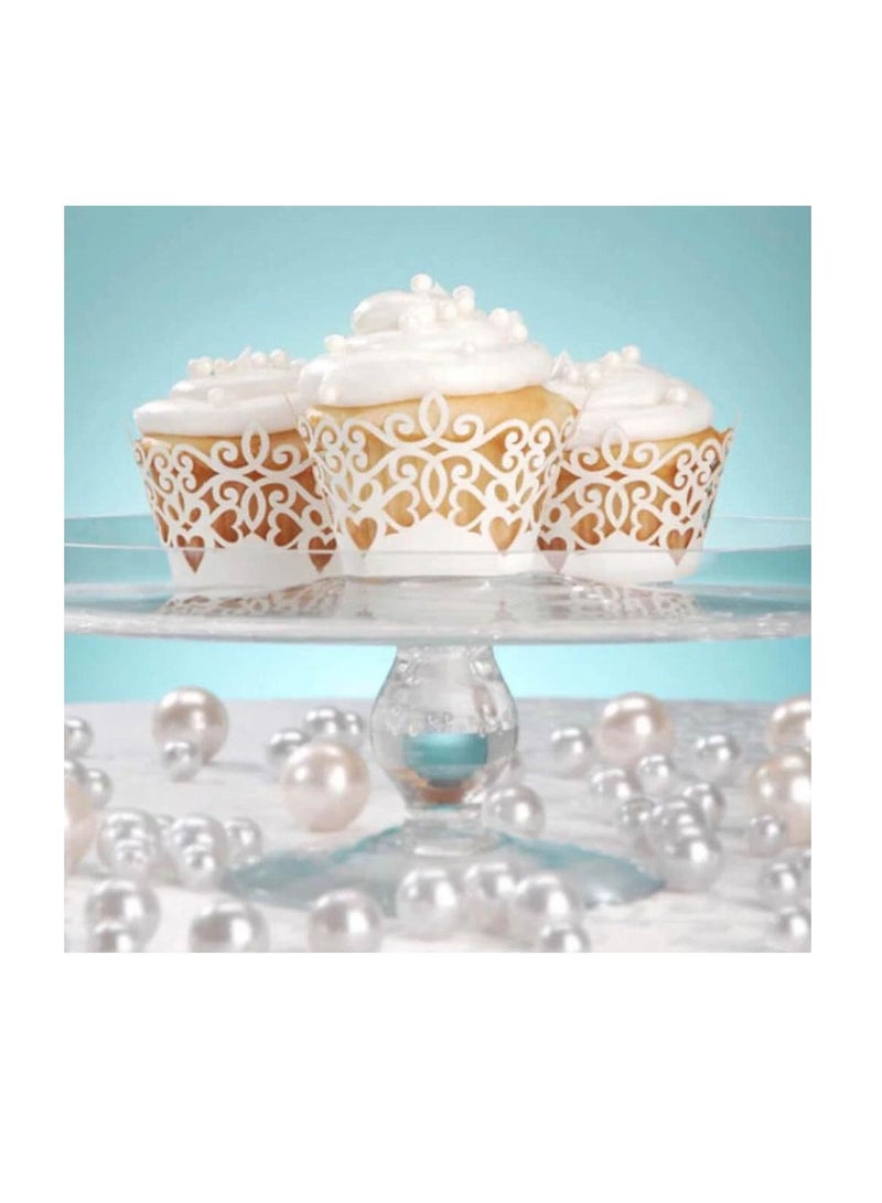David Tutera Laser Cut Cupcake Wrap White Pearl Finish - Image 3