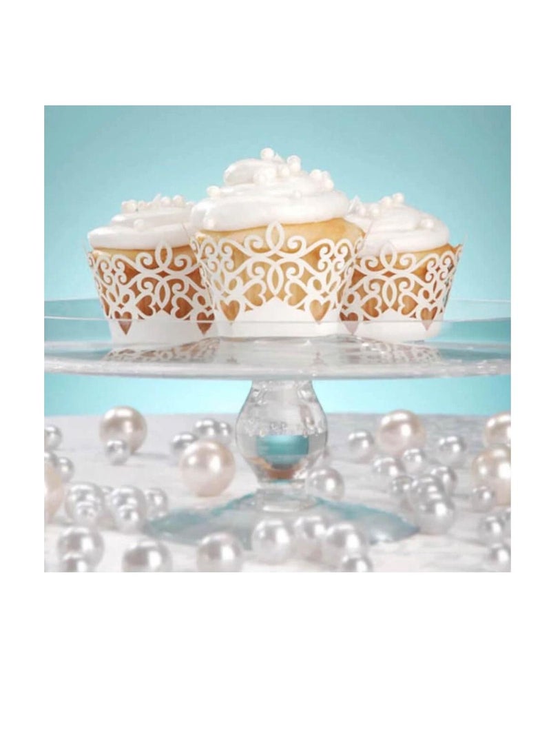 David Tutera Laser Cut Cupcake Wrap White Pearl Finish - Image 2