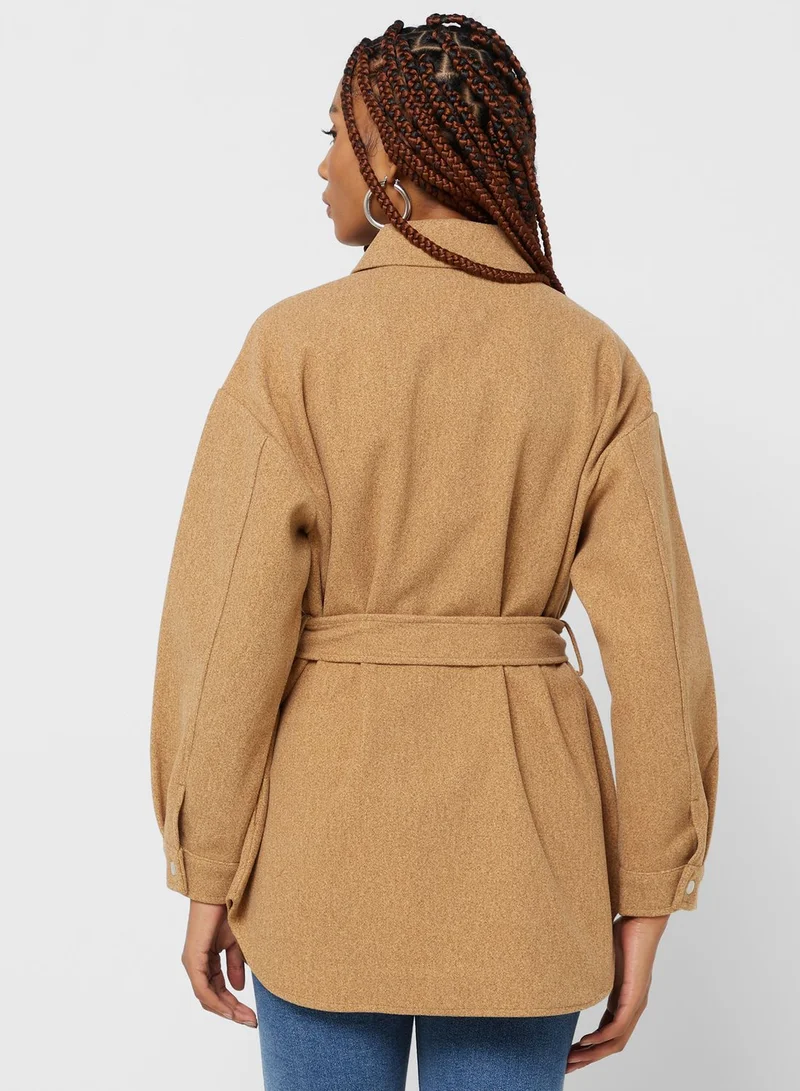 ONLY Belted Pocket Detail Shacket