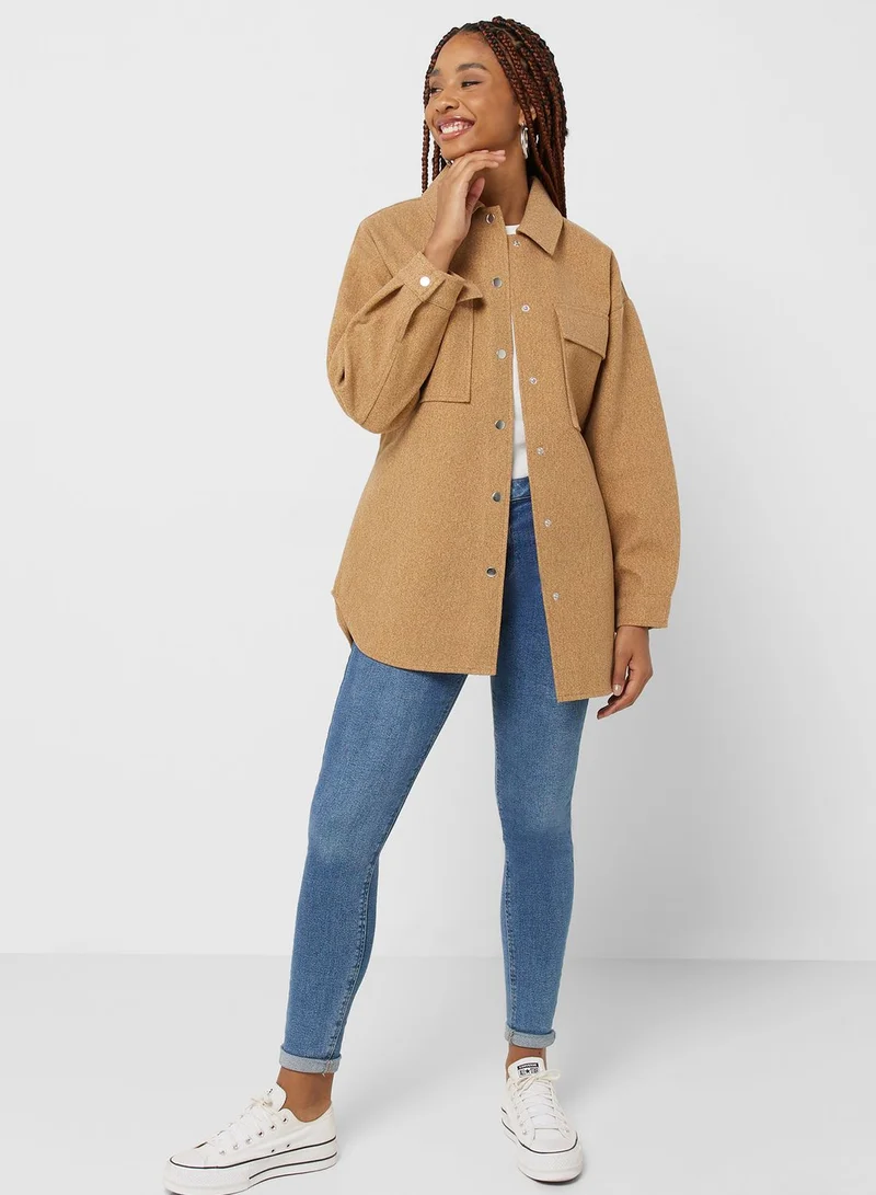 ONLY Belted Pocket Detail Shacket