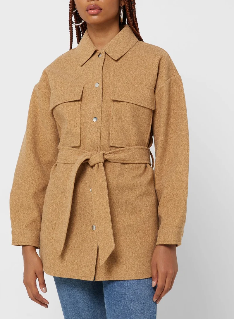 ONLY Belted Pocket Detail Shacket