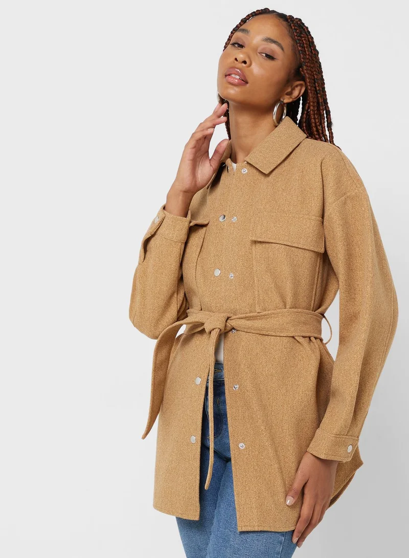 ONLY Belted Pocket Detail Shacket