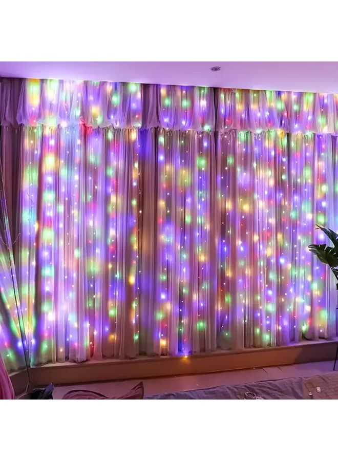 أضواء ستارة الجنيات متعددة الألوان بـ 300 مصباح LED، مزودة بجهاز تحكم عن بعد USB و8 أوضاع، لتزيين الداخل والخارج - Image 4