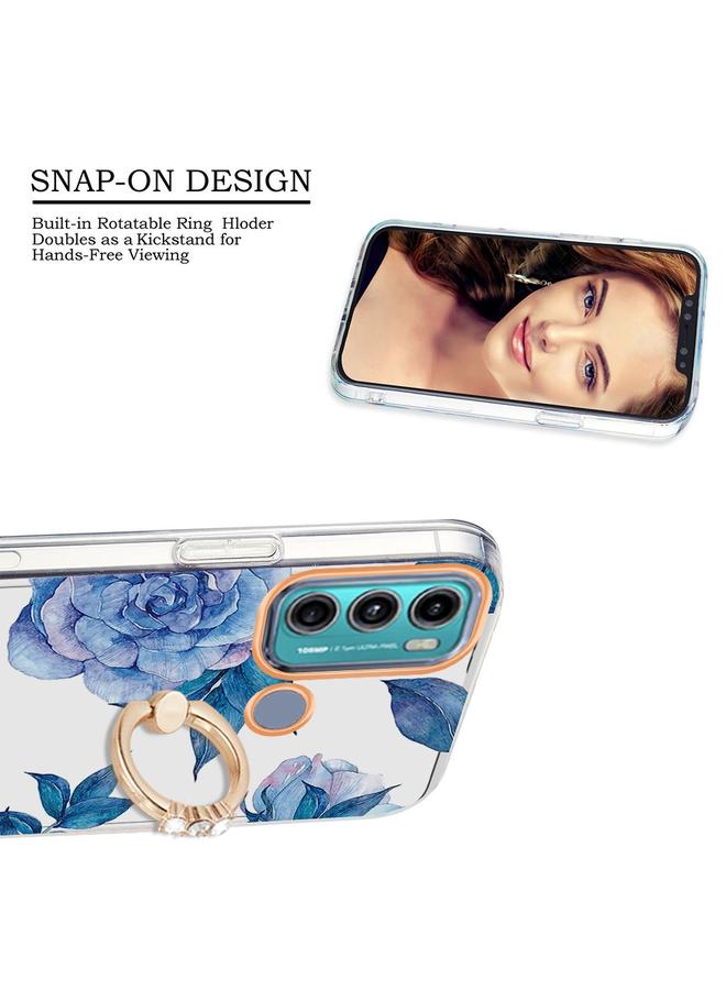 اس-توب جراب لهاتف Motorola Moto G60 / G40 Fusion Ring IMD Flowers TPU - Image 3