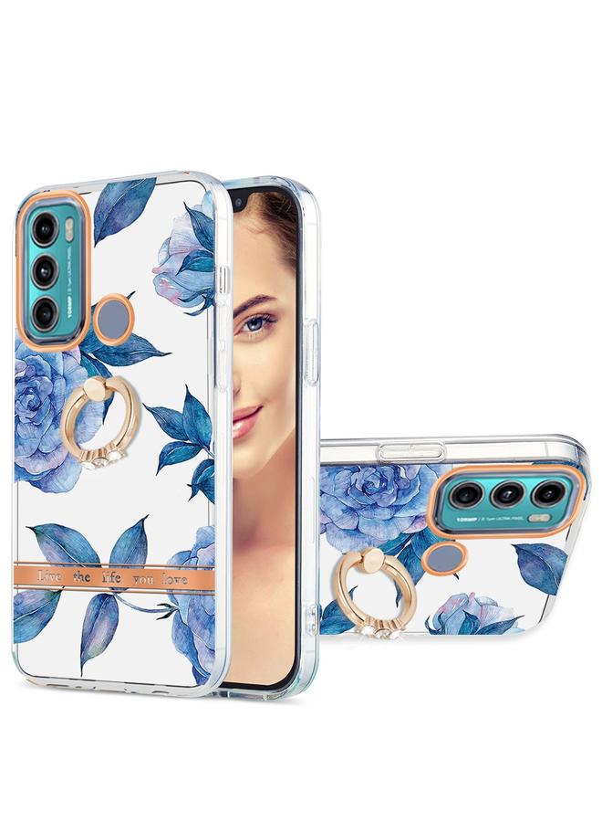 اس-توب جراب لهاتف Motorola Moto G60 / G40 Fusion Ring IMD Flowers TPU - Image 1