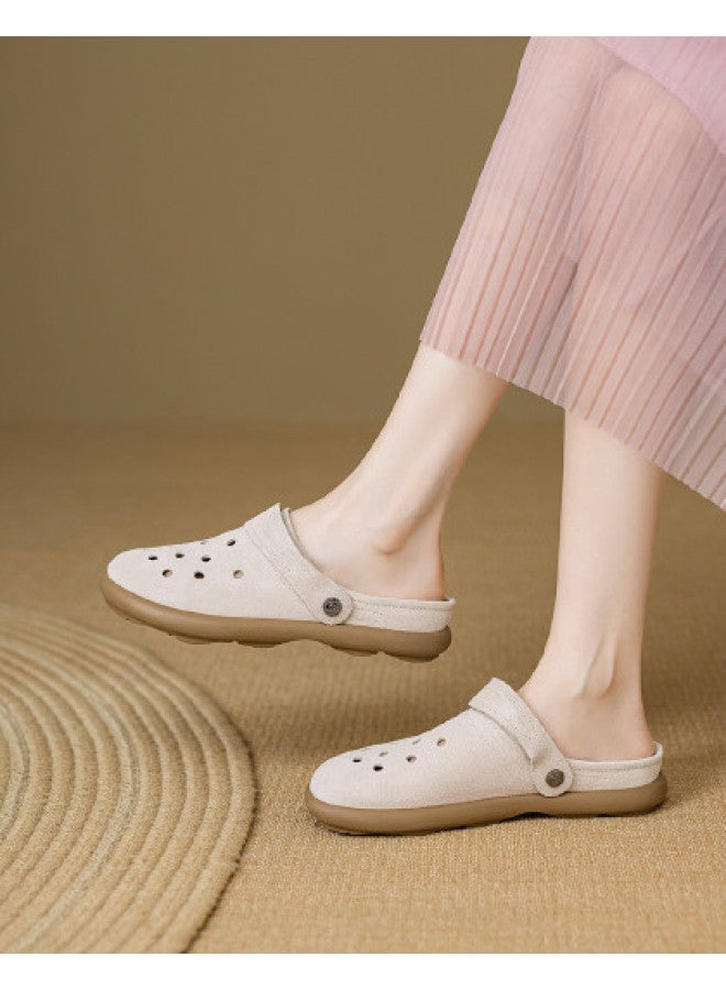 YEARCON صنادل نسائية مريحة ذات اتجاهين صيف 2025، أحذية مثقوبة قابلة للتنفس، بيركنستوك مغلقة الأصابع بسيطة - Image 1