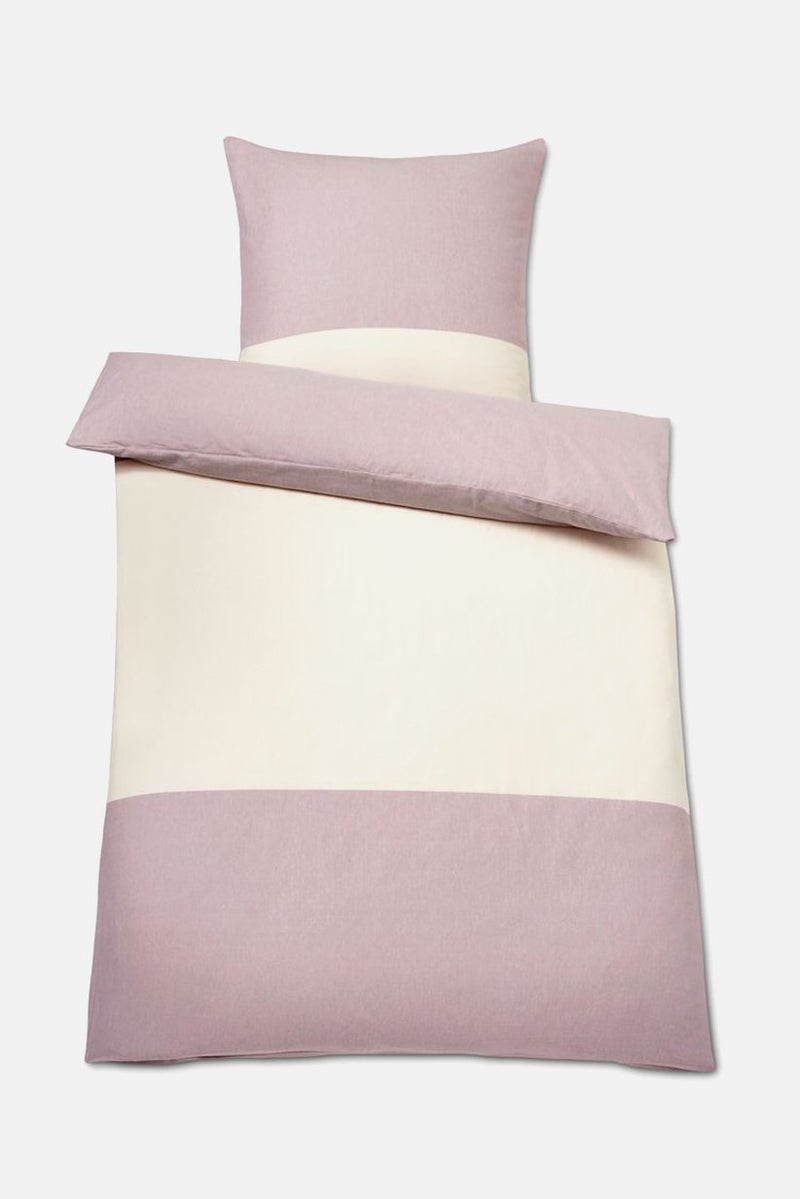 Tchibo Flannel Duvet Set Double 80 x 80  and  155 x 220 cm, Cream and Pink  - Image 2