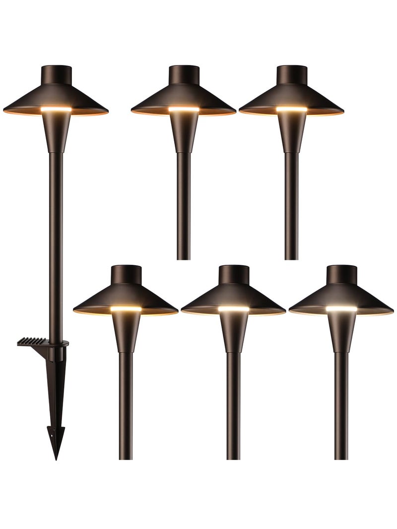 LEONLITE Update 5CCT Low Voltage Pathway Lights, 12-24V LED Landscape Path Light, 1800/2700/3000/4000/5000K, CRI90, IP65 Waterproof Landscape Lighting, Aluminum Housing, Oil Rubbed Bronze, Pack of 6 - Image 1