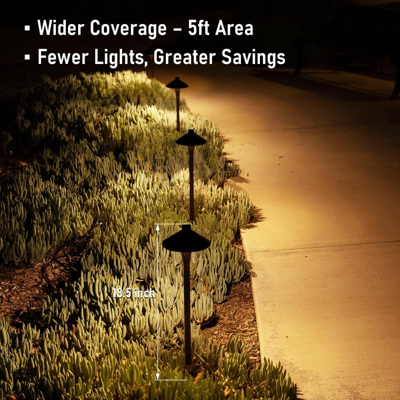 LEONLITE Update 5CCT Low Voltage Pathway Lights, 12-24V LED Landscape Path Light, 1800/2700/3000/4000/5000K, CRI90, IP65 Waterproof Landscape Lighting, Aluminum Housing, Oil Rubbed Bronze, Pack of 6 - Image 4