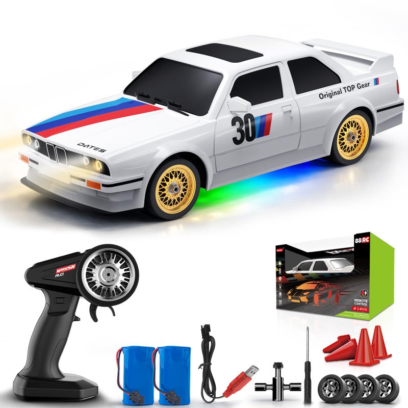 Desdoni RC Drift Car 24GHz 116 Scale 4WD 30KMH High Speed Remote Control Cars Vehicle with LED Lights 2Pcs Rechargeable Batteries Drifting Tires Racing Sport Toy Cars for Adults Boys Girls Kids Gift - Image 2