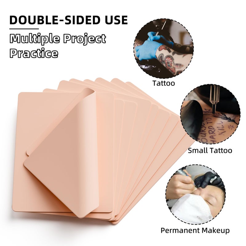 MIHERT 10Pcs Blank Tattoo Practice Skin 1mm Thick Double-Sided Fake Skin 8x6 inch Realistic Silicone Sheets for Beginners & Pro Artists - Microblading, Eyebrow & Body Art Training - Image 3