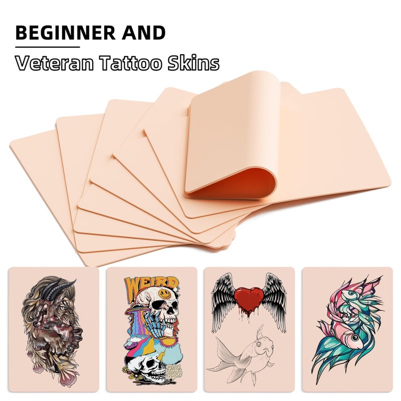 MIHERT 10Pcs Blank Tattoo Practice Skin 1mm Thick Double-Sided Fake Skin 8x6 inch Realistic Silicone Sheets for Beginners & Pro Artists - Microblading, Eyebrow & Body Art Training - Image 2
