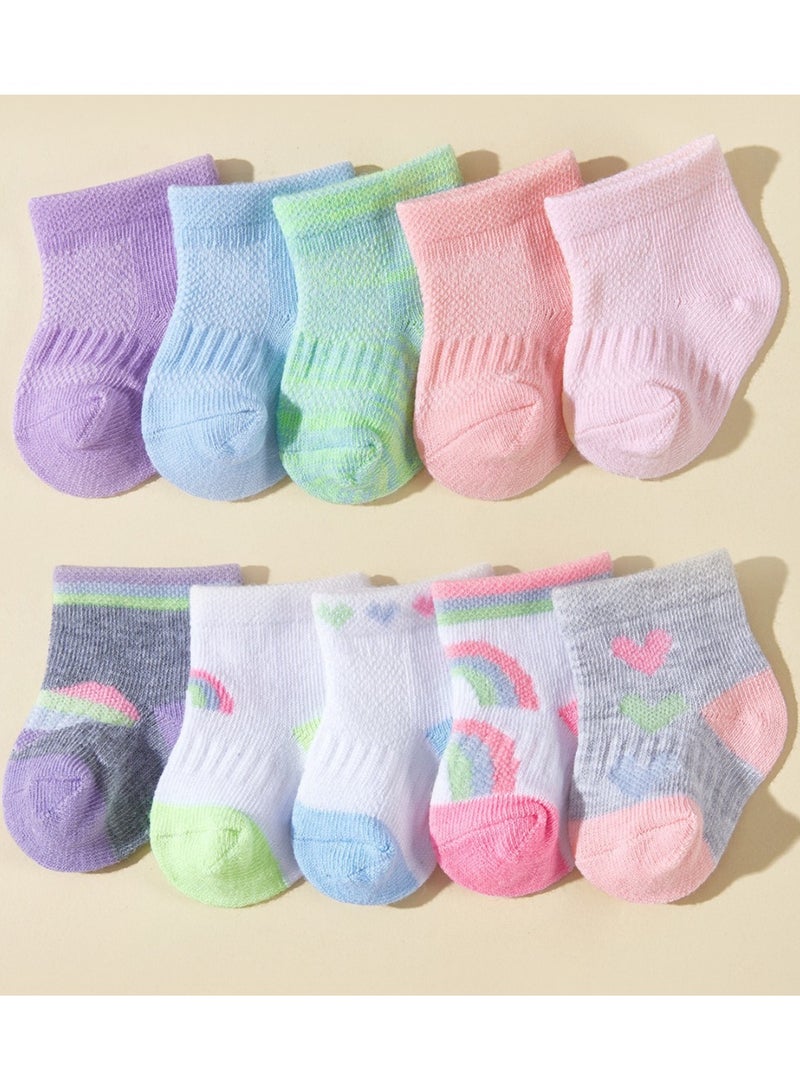 10 Pairs Of Infant And Toddler Four-Season Short Socks And Mid-Tube Socks - Image 1