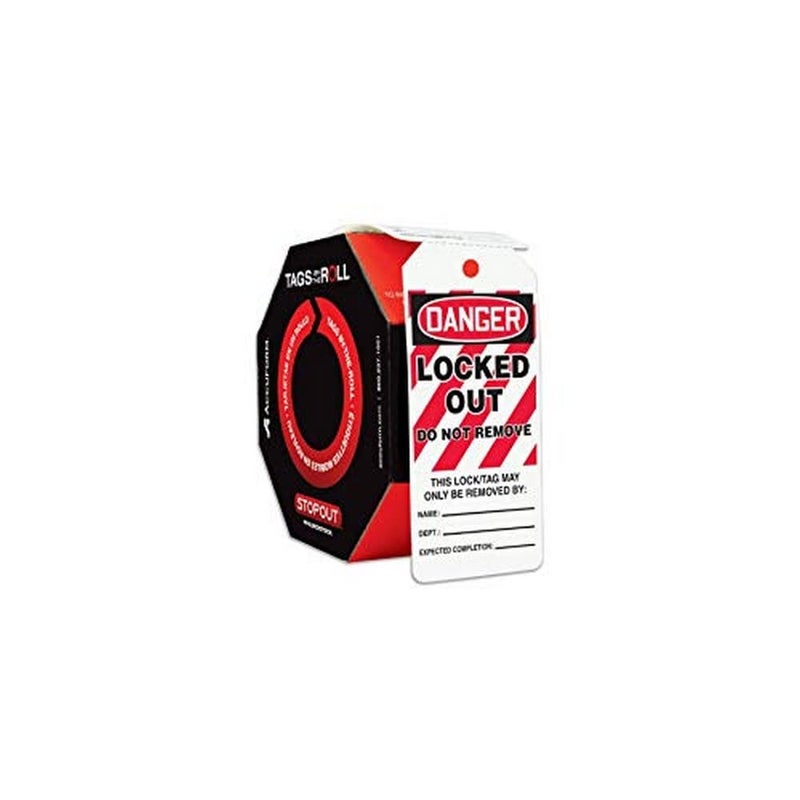 Signs TAR418 OSHA "Danger-Locked Out" Safety Tag, Capacity, Volume, PF-Cardstock, Standard, Black/Red/White