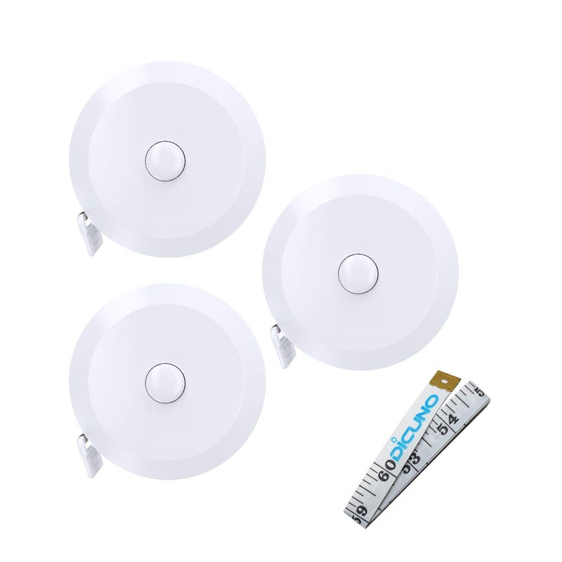 DiCUNO 60Inch 15 Meter Soft and Retractable Tape Measure 3 Pcs of White with Soft Tape