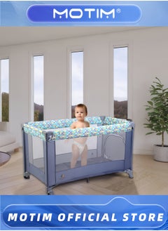 Motim Infant and Toddler Travel Beds Portable Baby Crib Foldable Lightweight Travel Cot Travel Crib Nursery Center for Infant with Comfortable Mattress and Carry Bag (125 * 65 * 75CM)  - Image 2