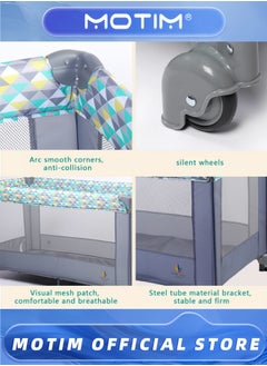 Motim Infant and Toddler Travel Beds Portable Baby Crib Foldable Lightweight Travel Cot Travel Crib Nursery Center for Infant with Comfortable Mattress and Carry Bag (125 * 65 * 75CM)  - Image 4