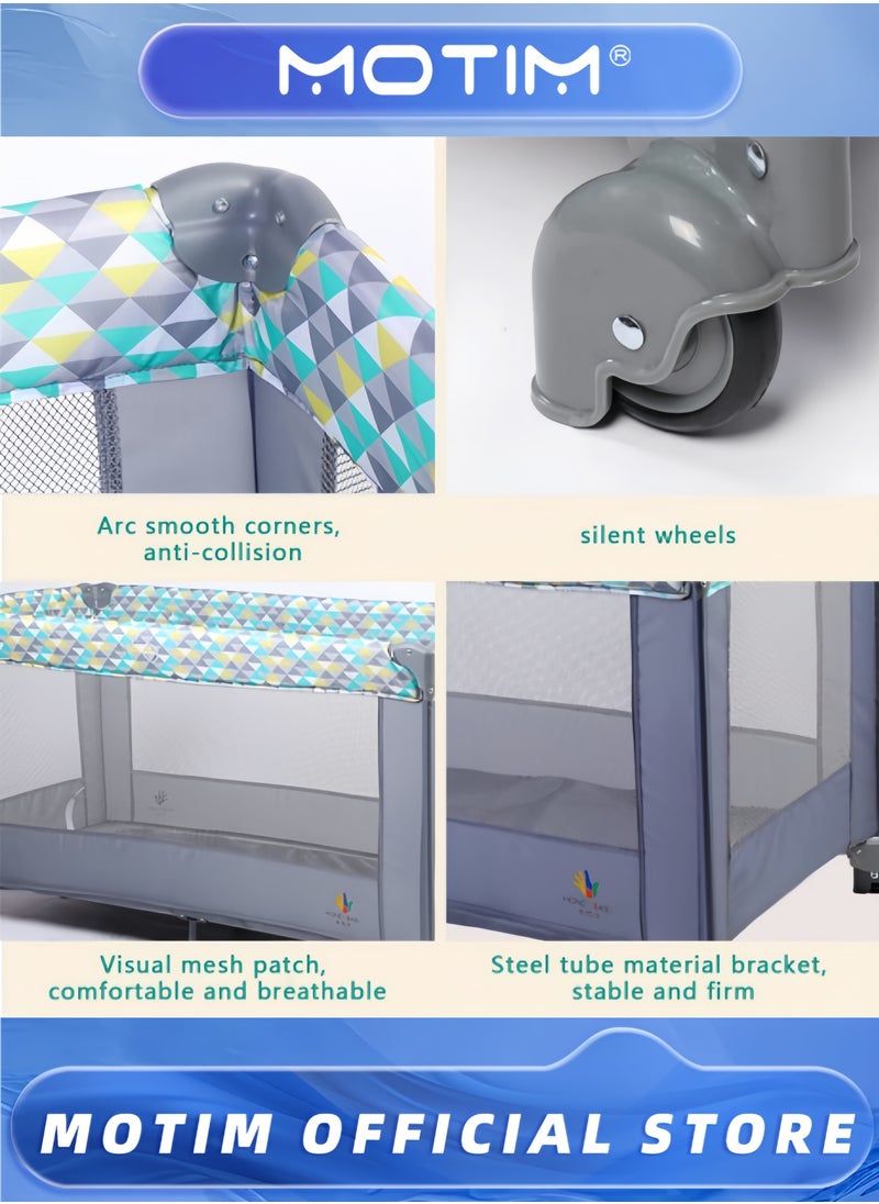 Motim Infant and Toddler Travel Beds Portable Baby Crib Foldable Lightweight Travel Cot Travel Crib Nursery Center for Infant with Comfortable Mattress and Carry Bag (125 * 65 * 75CM)  - Image 4