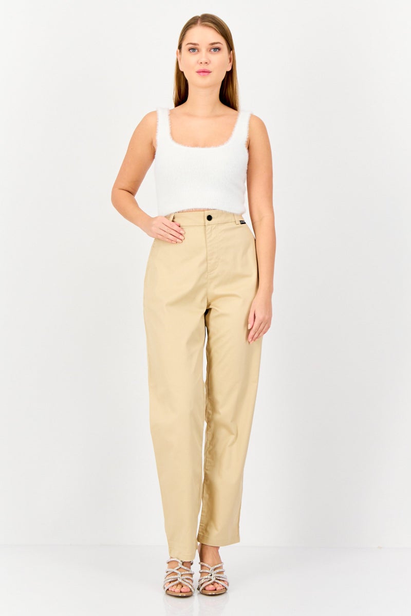Karl Lagerfeld Women Plain Chino Pants, Beige  - Image 4