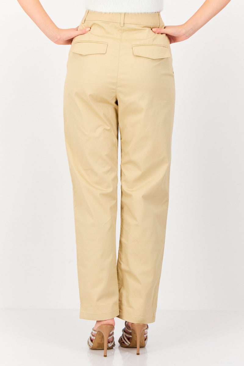 Karl Lagerfeld Women Plain Chino Pants, Beige  - Image 3