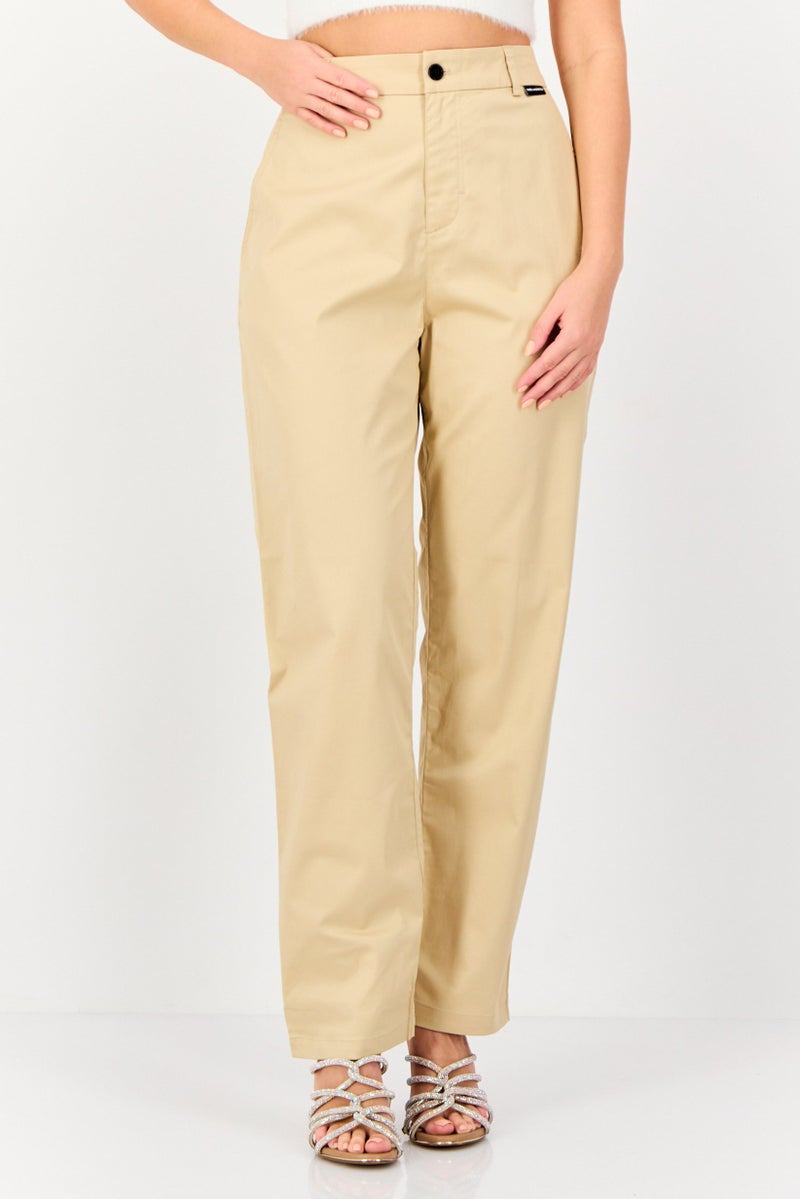 Karl Lagerfeld Women Plain Chino Pants, Beige  - Image 1