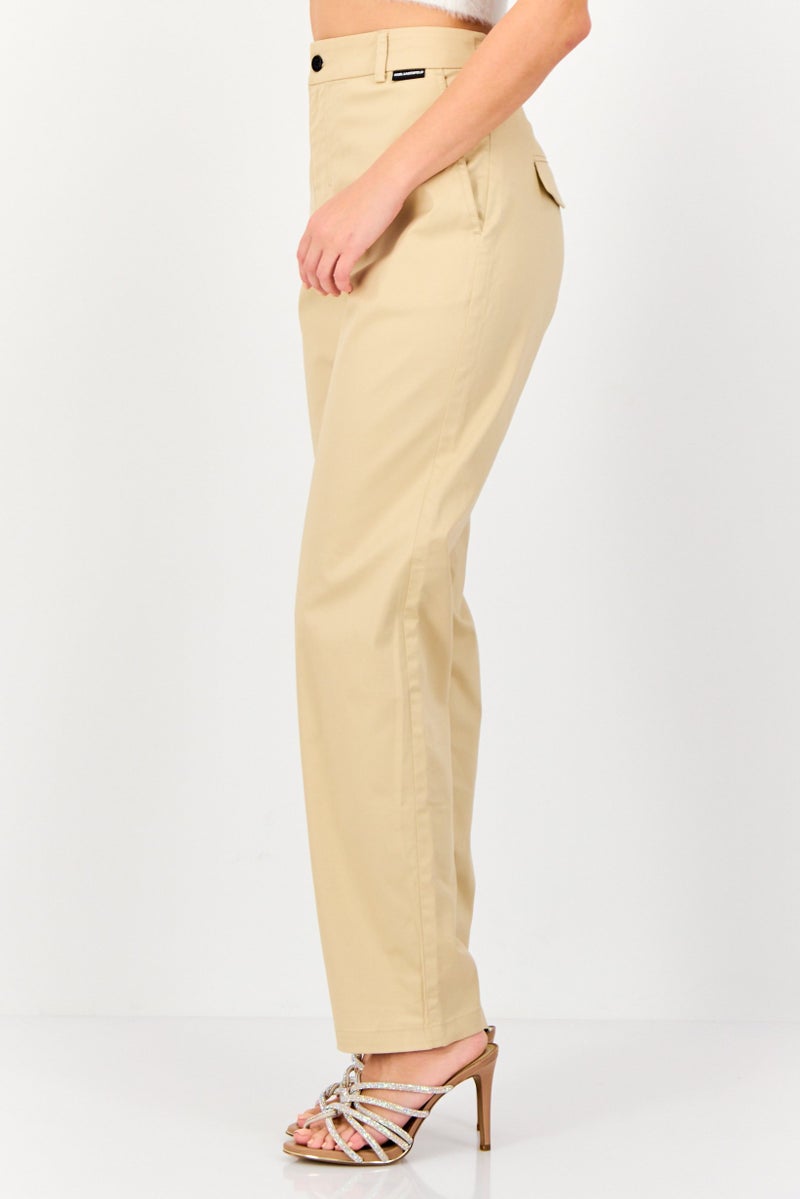Karl Lagerfeld Women Plain Chino Pants, Beige  - Image 2