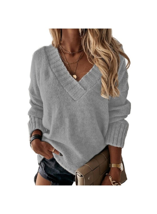 NIBEMINENT Pullovers Women Sweaters Pure Color  Autumn Winters v-neck Female Long Sleeve Sweaters Women Fashion - Image 1