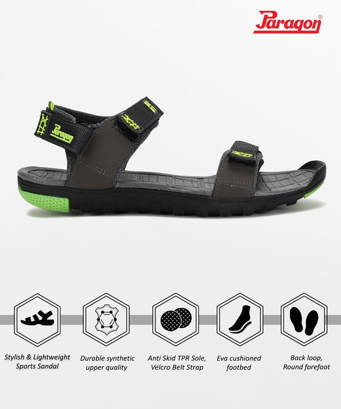 PARAGON K1407G Stylish Velcro Sandals for Men | Durable, Comfortable & Lightweight Sandals with Cushioned Soles | Easily Washable | Ideal for Outdoor Use - Image 3