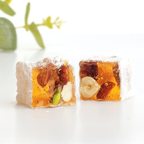 HazerBaba Hazer Baba Turkish Delight Candy with Pistachio, Almond & Hazelnut, 8.8oz (Pack of 1), Gourmet Snack Box, Traditional, Vegan Snack, Lokum, Sweets, Loukumi, Delicias Turcas, Halal, Kosher - Image 2