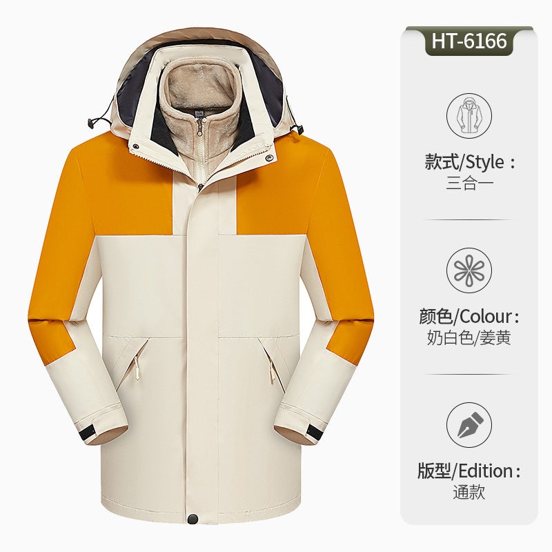 Thin Rush Clothes Work Clothes Outdoor Waterproof Windproof Mountaineering Clothes Fleece-Lined Tooling Jacket Printed Logo - Image 1