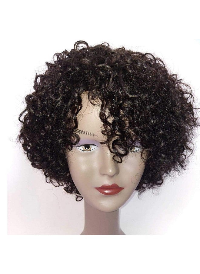 HUA Brazilian Wigs 10 Inch Short Kinky Curly Human Hair Wigs For Black Women Wear And Go Glueless Wig Short Wigs No Lace Front Natural Color Wigs For Black Women Human Hair Glueless 100% Human Hair - Image 2