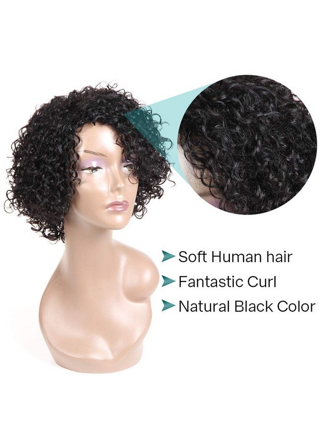 HUA Brazilian Wigs 10 Inch Short Kinky Curly Human Hair Wigs For Black Women Wear And Go Glueless Wig Short Wigs No Lace Front Natural Color Wigs For Black Women Human Hair Glueless 100% Human Hair - Image 4