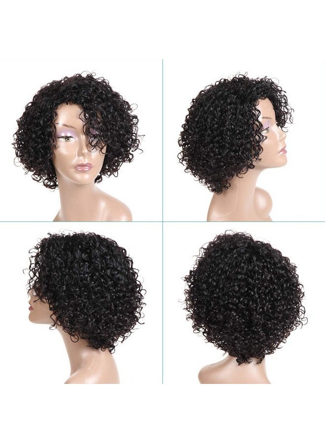 HUA Brazilian Wigs 10 Inch Short Kinky Curly Human Hair Wigs For Black Women Wear And Go Glueless Wig Short Wigs No Lace Front Natural Color Wigs For Black Women Human Hair Glueless 100% Human Hair - Image 5