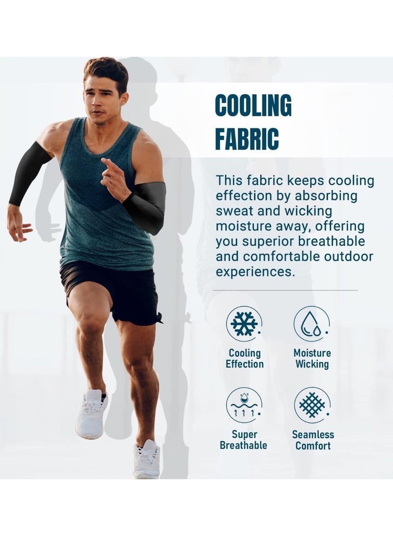 DBLEW Cooling Arm Sleeves UV Sun Protection  Compression Sleeves for Men Women, Breathable Stretch Tattoo Cover Arm Sleeves for Cycling Running Golf Fishing Driving Outdoor Sports - White - Image 4