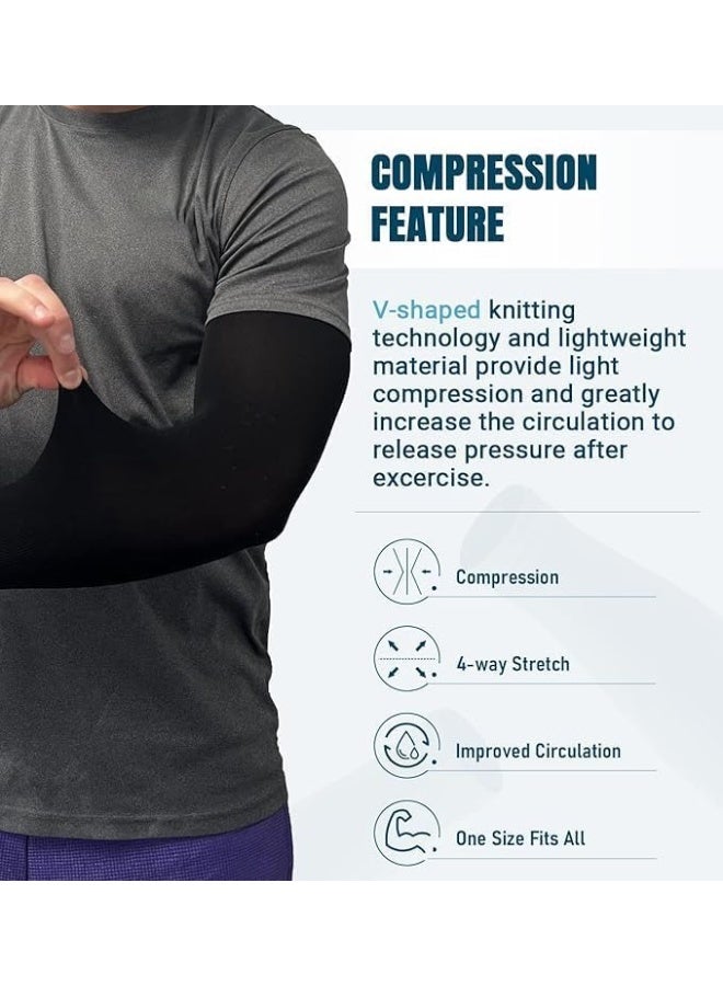 DBLEW Cooling Arm Sleeves UV Sun Protection  Compression Sleeves for Men Women, Breathable Stretch Tattoo Cover Arm Sleeves for Cycling Running Golf Fishing Driving Outdoor Sports - White - Image 2