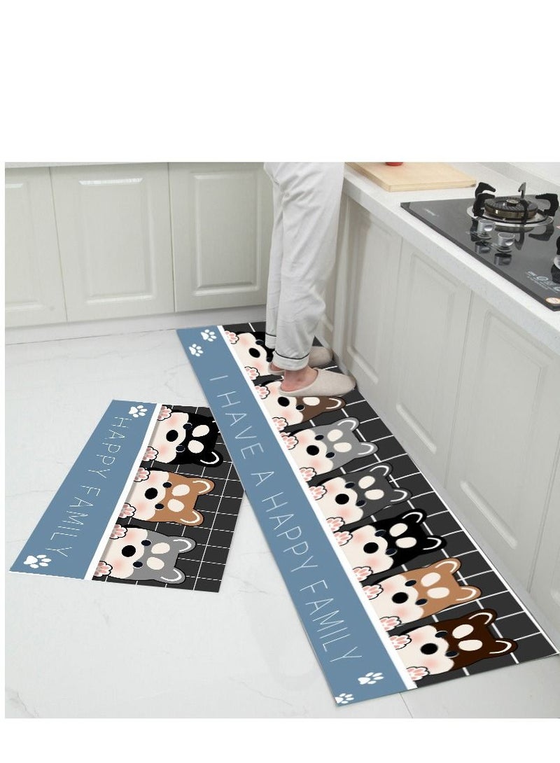 Y&D 2-Piece Non-Slip Floor Mats Cute Cartoon Super Absorbent Kitchen Rug Set 