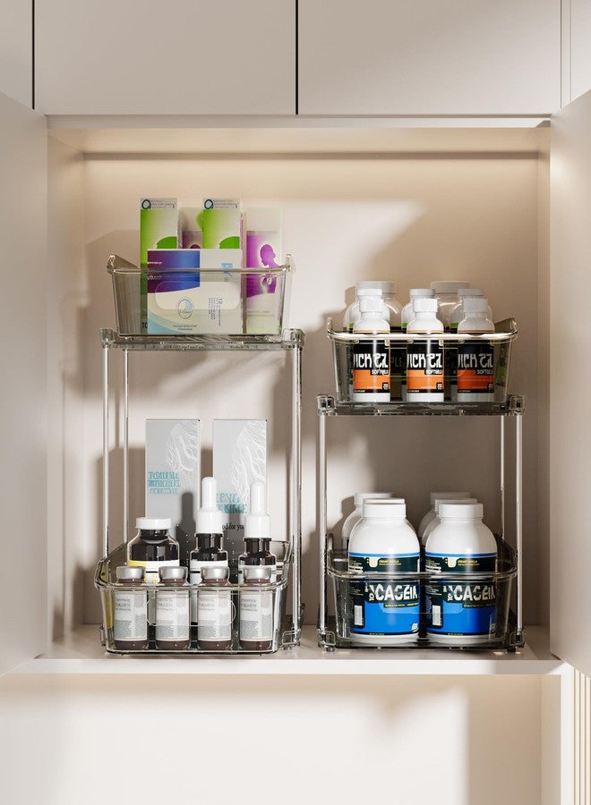 Delamu 2-Tier Under Sink Organizers and Storage, Multi-Purpose Stackable Bathroom Cabinet organizers, Pull Out Kitchen Pantry Organization and Storage with Dividers(2 Pack, Grey) - Image 3