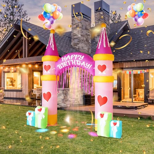 InfleasJoiy 10FT Inflatable Birthday Arch Birthday Decoration with Builtin LED Lights for Indoor and Outdoor Yard Lawn Decoration - Image 3