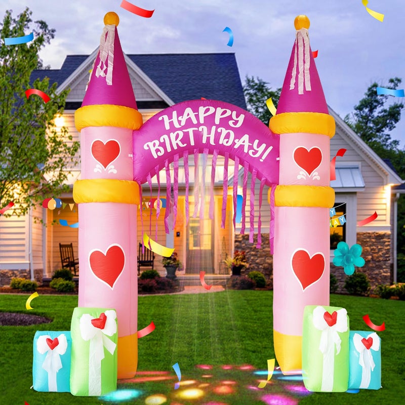 InfleasJoiy 10FT Inflatable Birthday Arch Birthday Decoration with Builtin LED Lights for Indoor and Outdoor Yard Lawn Decoration - Image 2