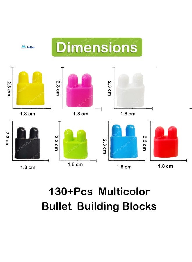 FunBlast Bullet Building Blocks Toy For Kids,Diy Blocks For Kids Puzzle Games For Kids,Block Game For Kids,Diy Toys For Children Educational & Learning Toy For Kids (130+Pcs),Multi - Image 3
