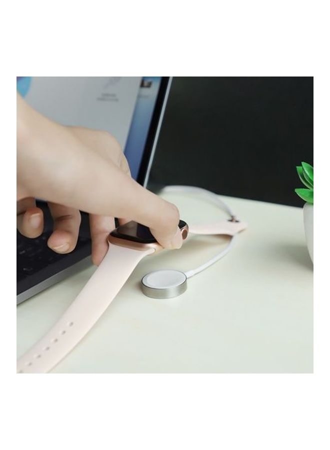White Magnetic USB Charger for Apple Watch - Image 3