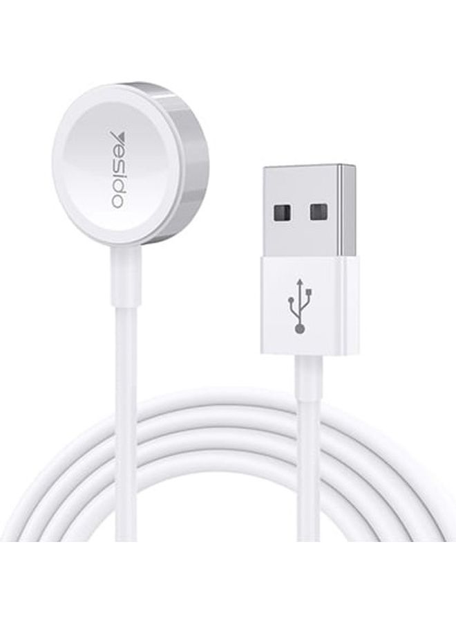 White Magnetic USB Charger for Apple Watch - Image 1