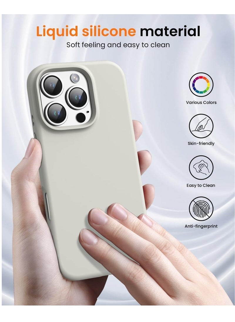 Raxoom Soft Liquid Silicone Gel Case for iPhone 16 Pro Max - Full Body Shockproof Protection with Matte Finish & Soft Microfiber Lining (Stone) - Image 4