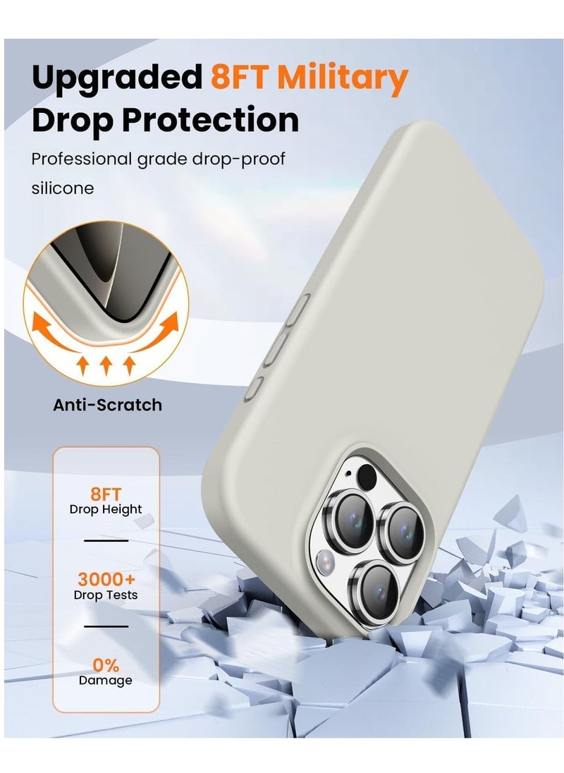 Raxoom Soft Liquid Silicone Gel Case for iPhone 16 Pro Max - Full Body Shockproof Protection with Matte Finish & Soft Microfiber Lining (Stone) - Image 3