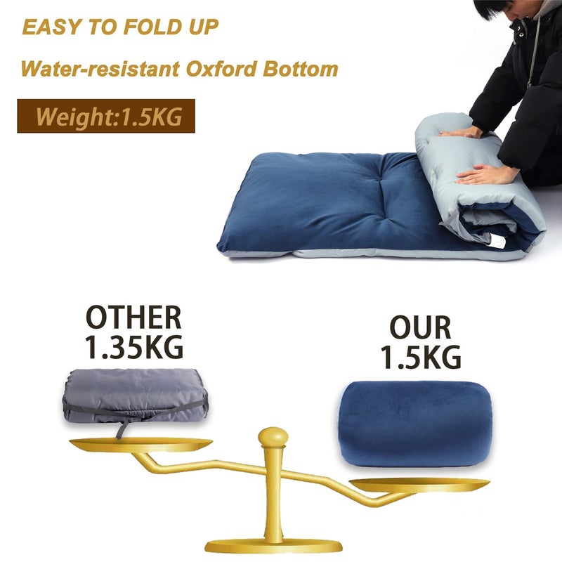 Gehannah Thick Camping Sleeping Pad, Soft Comfortable Microfiber Camping Cot Pads for Adults, Lightweight Foldable Sleeping mats for Traveling Hiking Backpacking Traveling Blue Large - Image 4