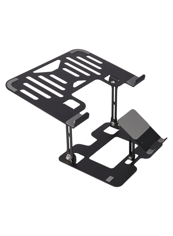 Foldable Laptop Stand, with Mobile Stand, Upto 17 inch Compatible, Multi-Angle Adjustment, Anti-Slip Silicone Pads, Carbon Steel Body, Anti-Rust, for Laptop, Smartphones and Tablets - Image 1