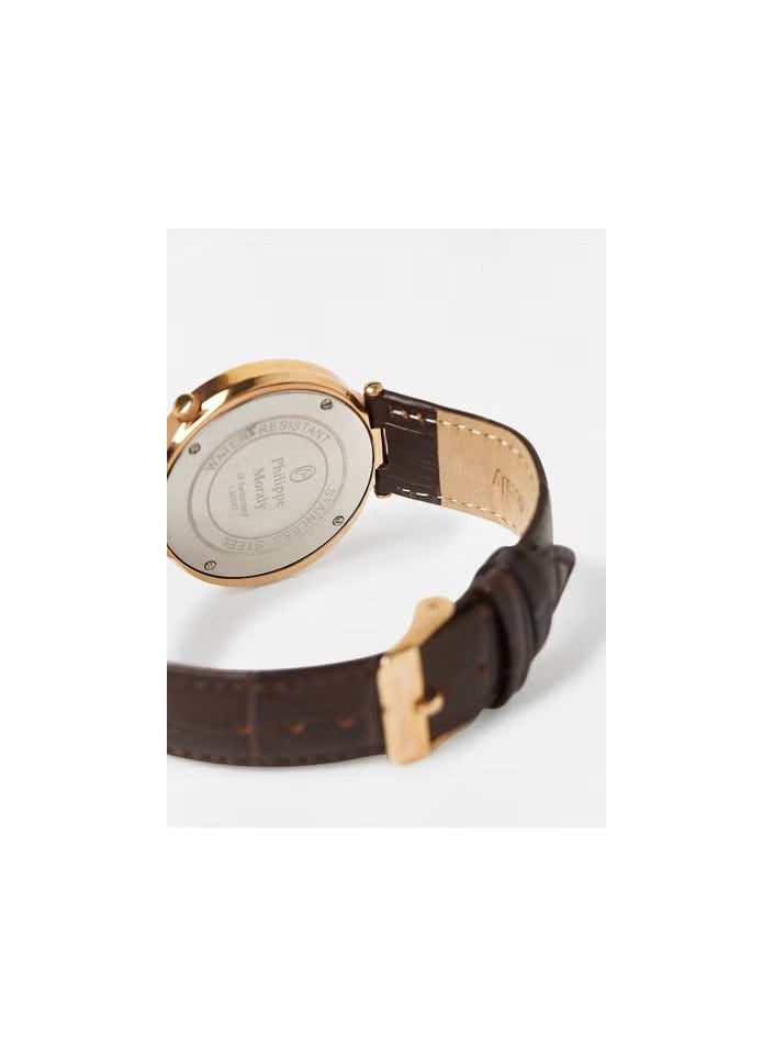 Philippe Moraly Philippe Moraly Leather Strap Analog Wrist Watch LS1042ROO - 40mm  - Image 3
