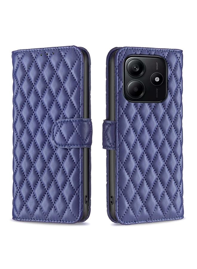 اس-توب جراب لهاتف Redmi Note 14 5G محفظة جلدية شبكية ماسية قابلة للطي - Image 1