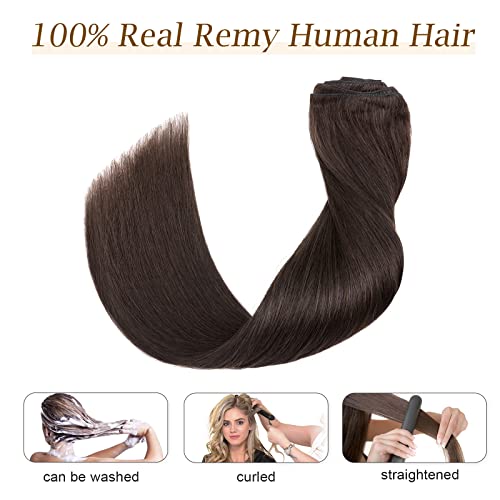 My Lady MY-LADY 10 inch Double Weft 100% Remy Human Hair Clip in Extensions Grade 7A Quality Full Head Thick Short Soft Silky Straight 8pcs 18clips for Women Beauty 110g #2 Dark Brown - Image 2