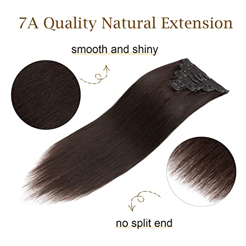 My Lady MY-LADY 10 inch Double Weft 100% Remy Human Hair Clip in Extensions Grade 7A Quality Full Head Thick Short Soft Silky Straight 8pcs 18clips for Women Beauty 110g #2 Dark Brown - Image 3